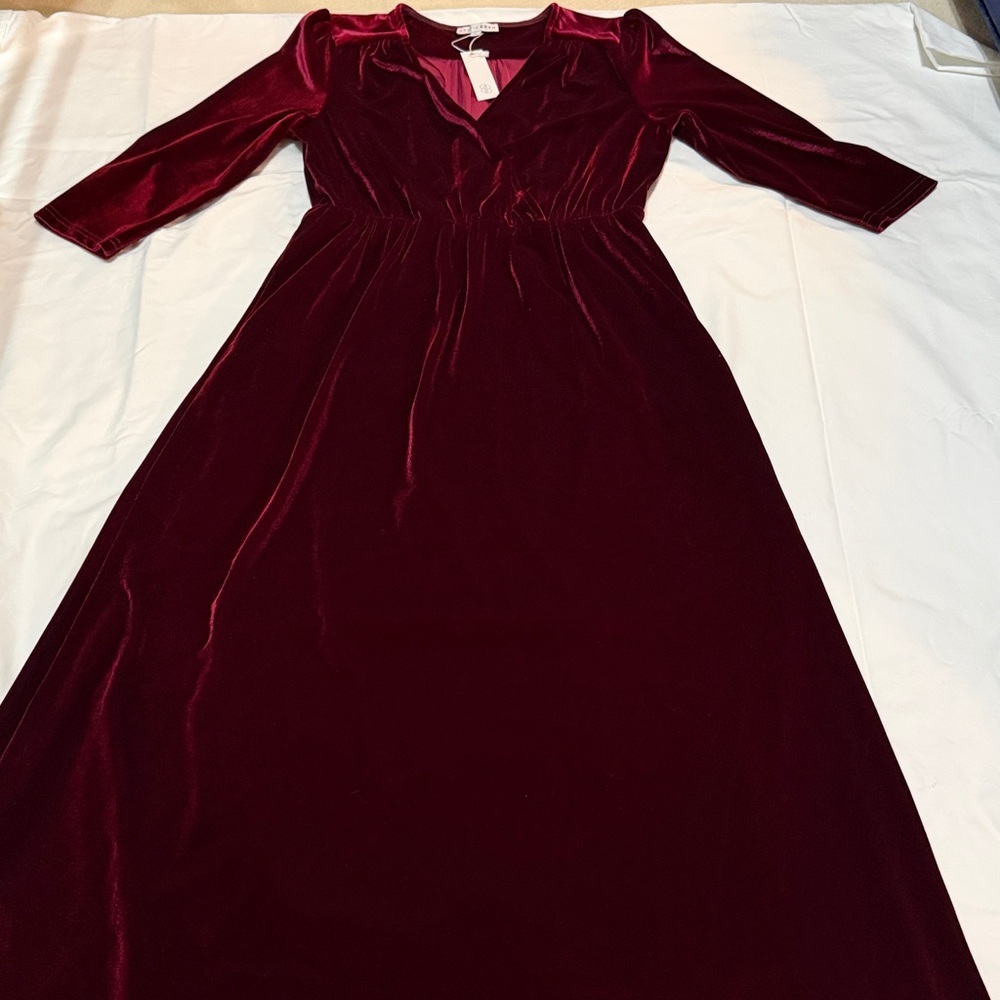 Baltic Born Velvet Maxi Dress in Deep Red L NWT